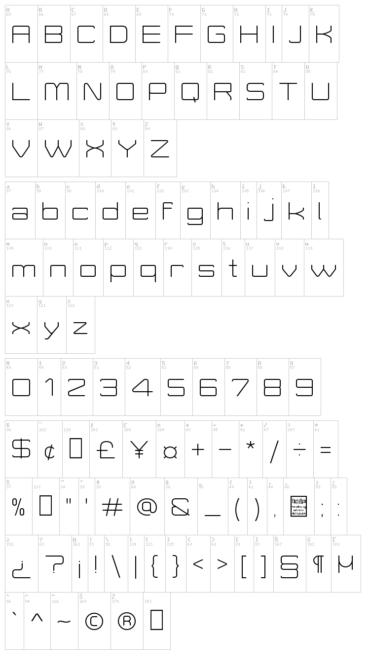 Move-X font map